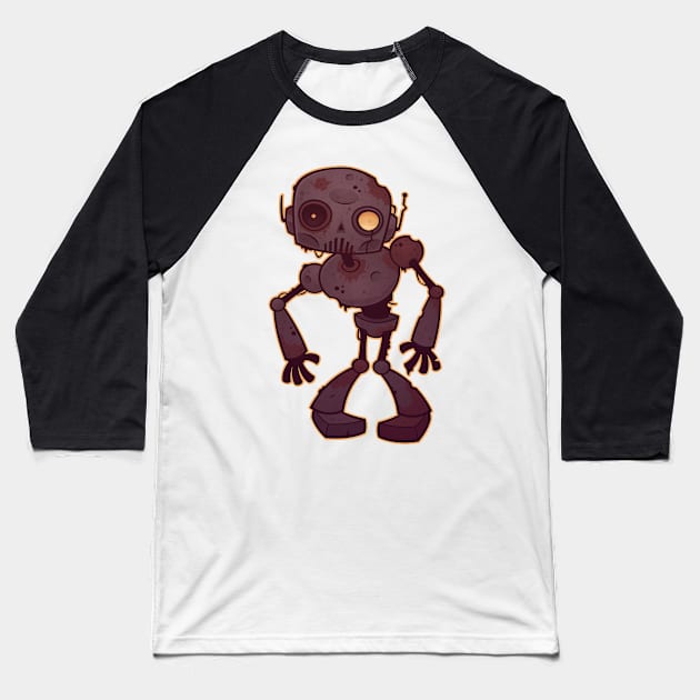 Rusty Zombie Robot Baseball T-Shirt by fizzgig